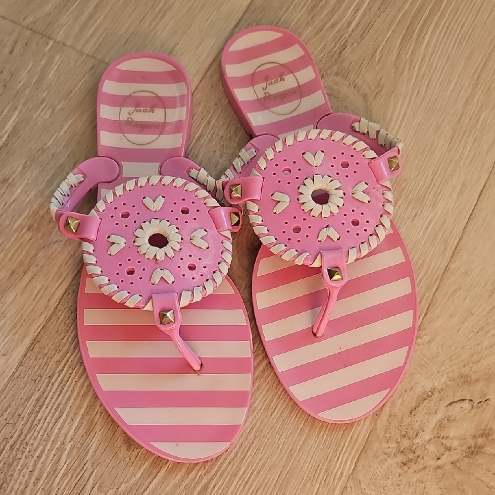 Jack Rogers Pink and Cream Striped Sandals